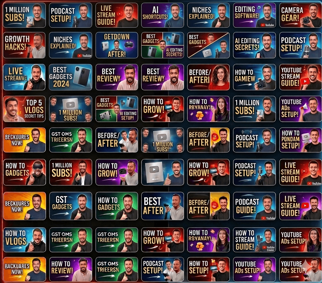 Library of 100+ proven high-CTR YouTube thumbnail templates